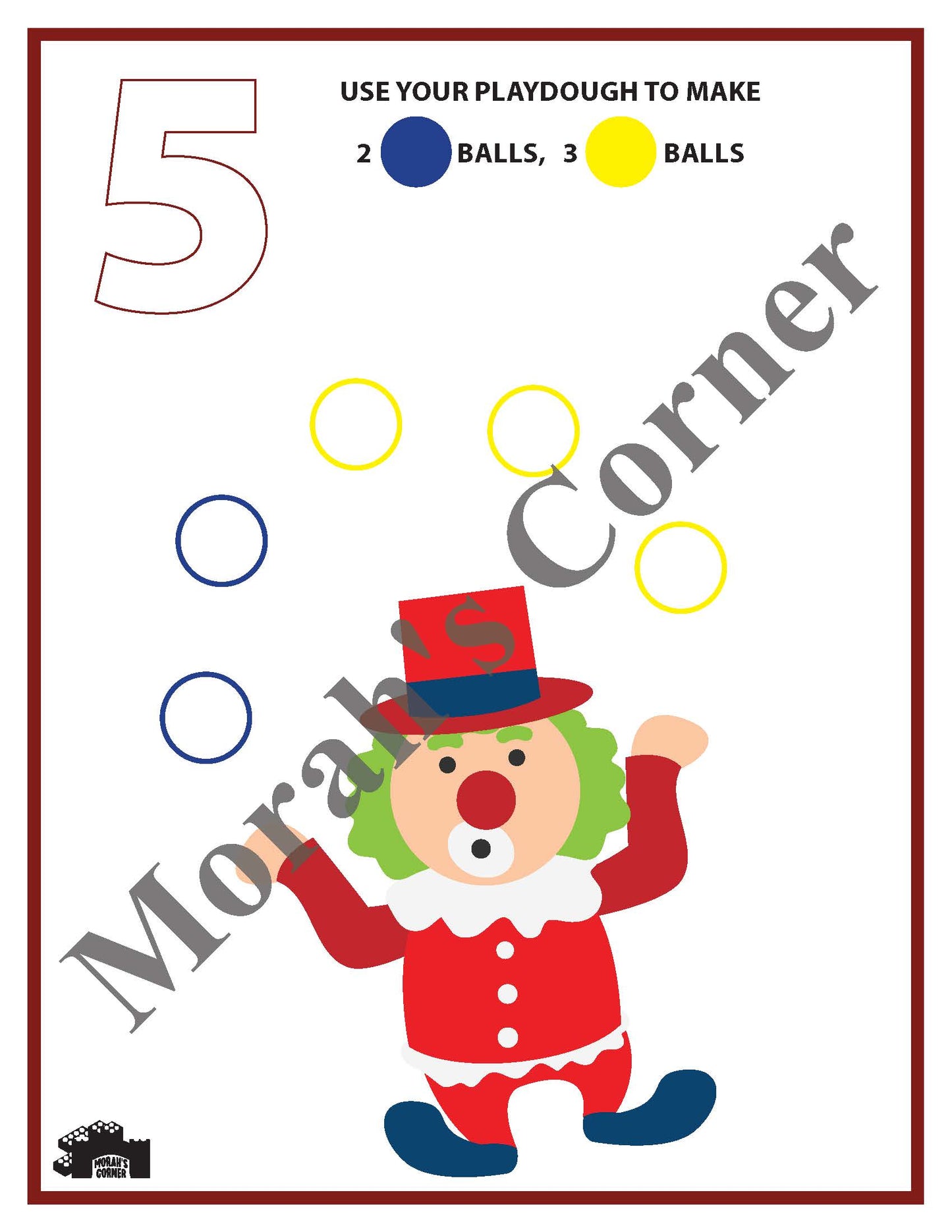 Clown Juggling Playdough Mat