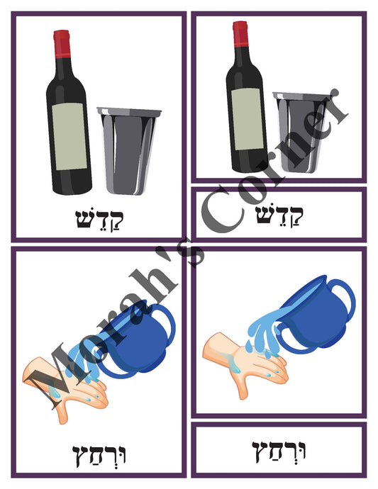 Steps of the Seder- 3 Part Cards