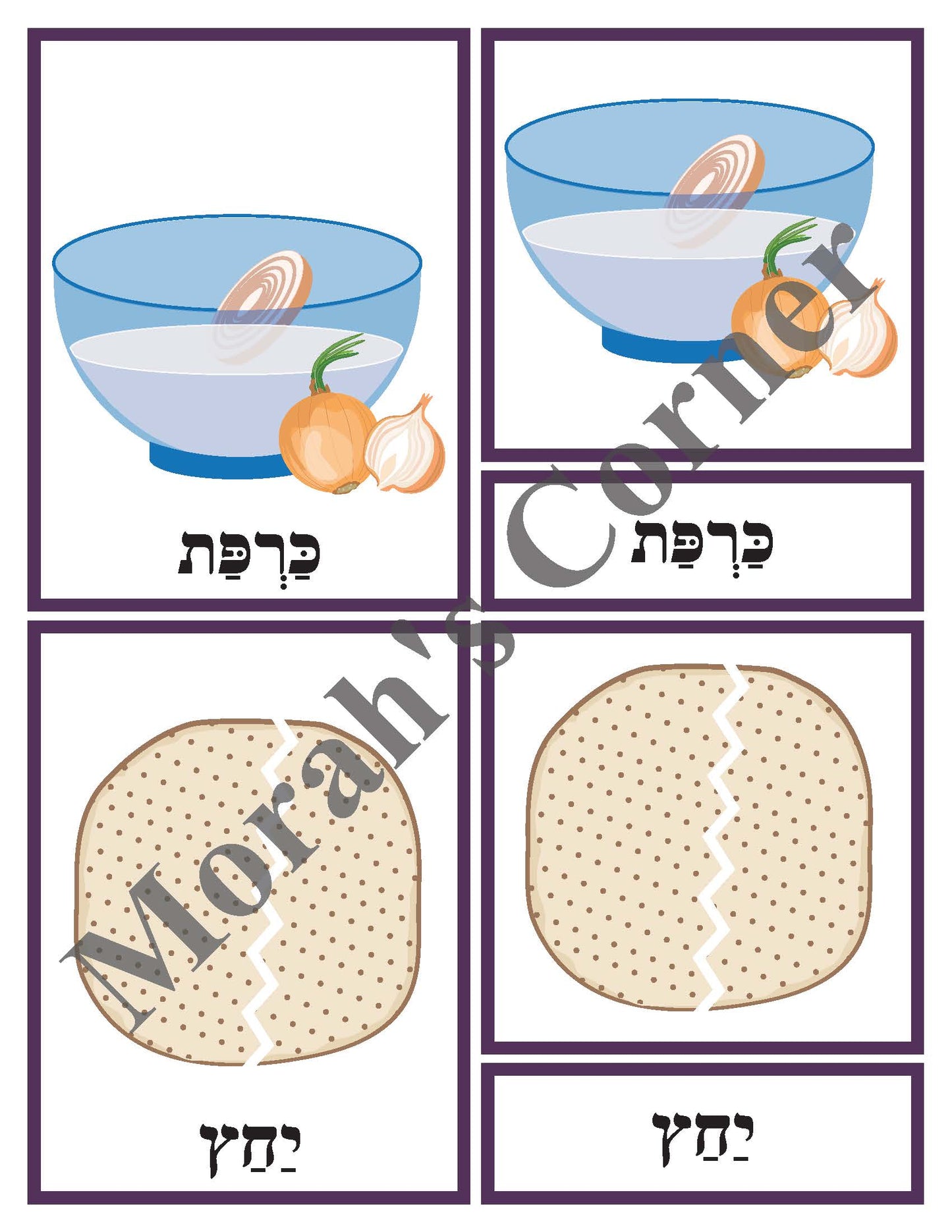 Steps of the Seder- 3 Part Cards