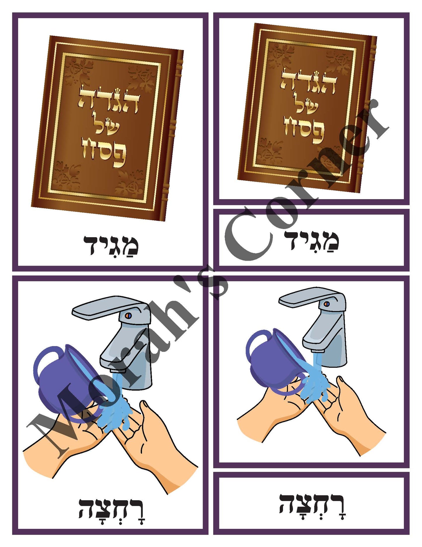 Steps of the Seder- 3 Part Cards